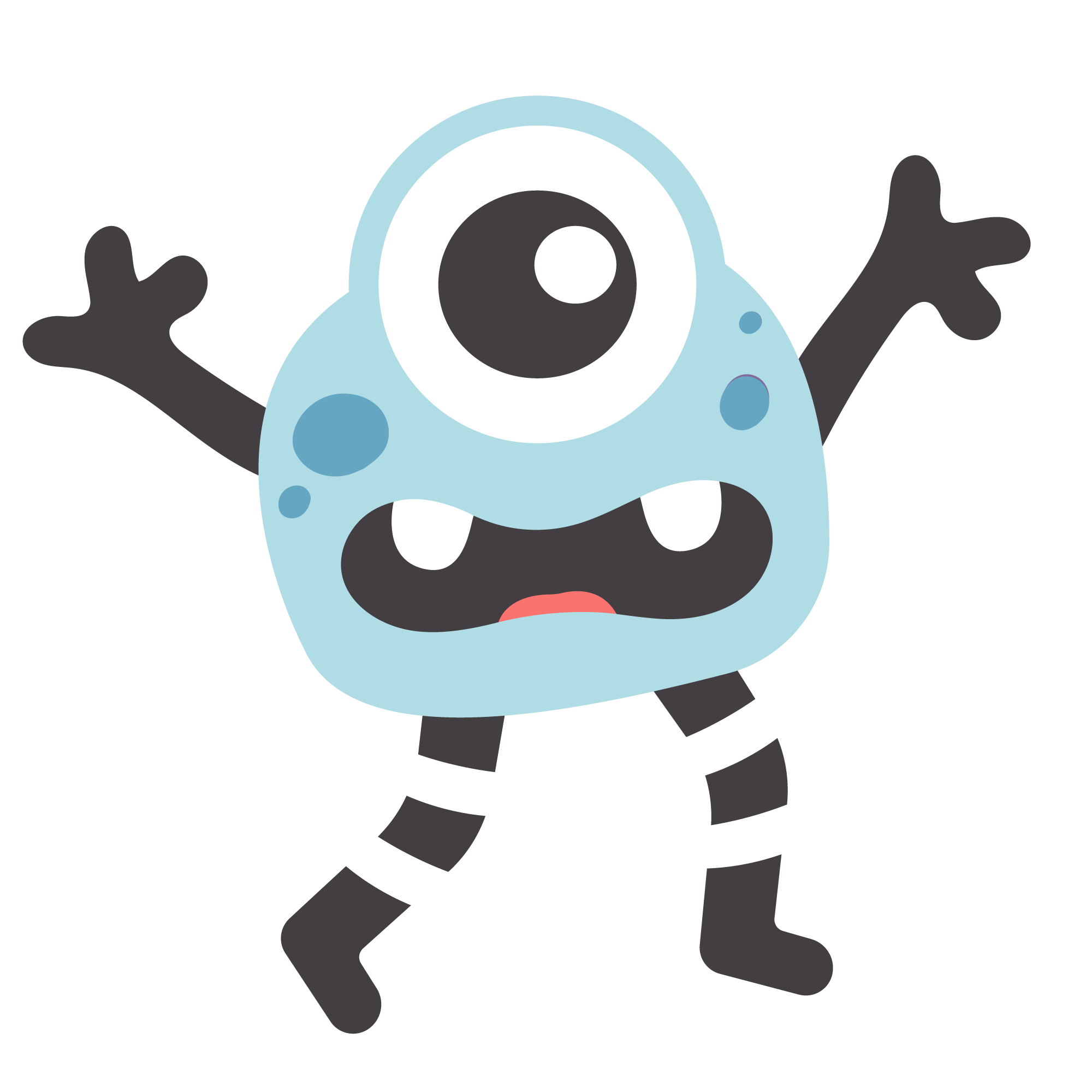 Blue surprised monster